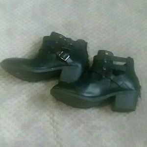 Black buckle-up boots